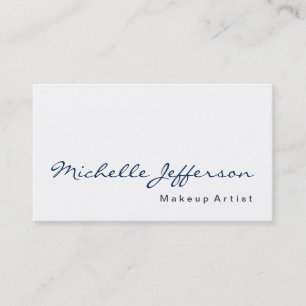 Blue Calligraphy Makeup Artist White Business Card