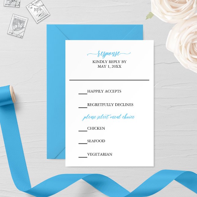 Blue Calligraphy Wedding RSVP Card (Creator Uploaded)
