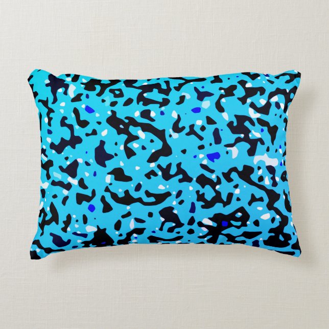 Blue Camo Abstract Pattern Decorative Cushion (Front)