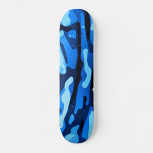 Blue Camo Abstract Pattern Skateboard