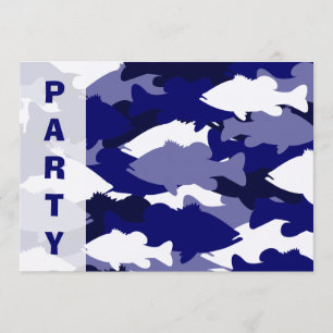 Blue Camo Bass Fishing Invitation