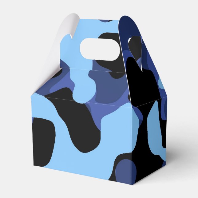 Blue Camo Camoflauge Birthday Party Favour Box (Front Side)
