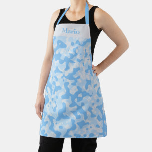Blue Camo Camouflage Monogram Initial Apron
