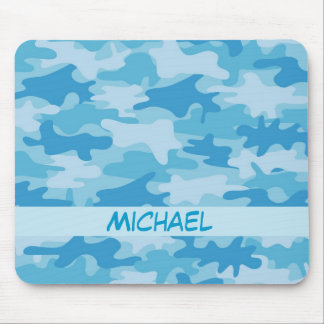 Blue Camo Camouflage Name Personalised Mouse Pad