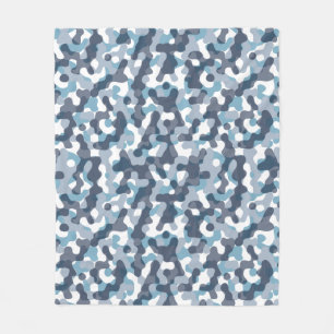 Blue Camo camouflage pattern in navy tones Fleece Blanket