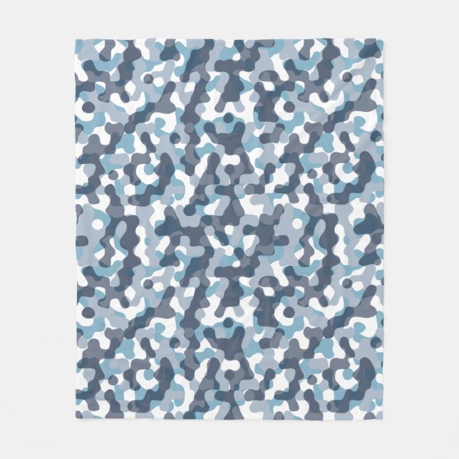 Blue Camo camouflage pattern in navy tones Fleece Blanket (Front)