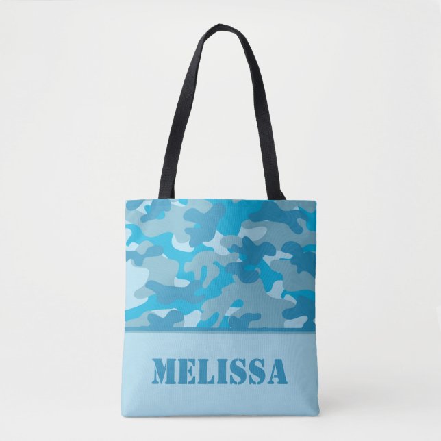 Blue Camo (Camouflage) | Personalised Tote Bag (Front)