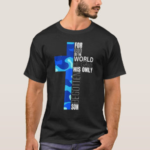 Blue Camo Christian Catholic John 316 Verse Men Bo T-Shirt