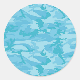 Blue Camo Classic Round Sticker