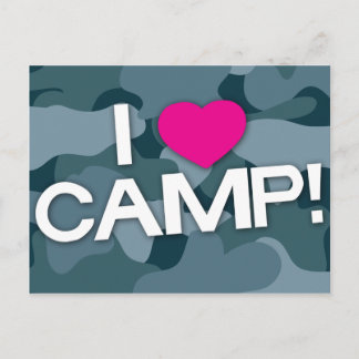 Blue Camo I LOVE CAMP! Postcard