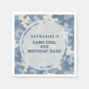Blue Camo Military Birthday   Army Party Napkin