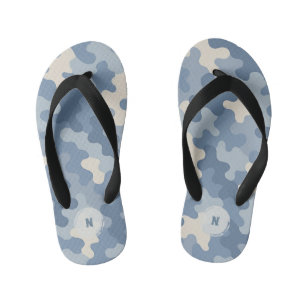 Blue Camo Military Monogram  Kid's Thongs
