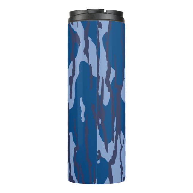 Blue Camo Military Pattern Blue Camouflage Thermal Tumbler (Back)