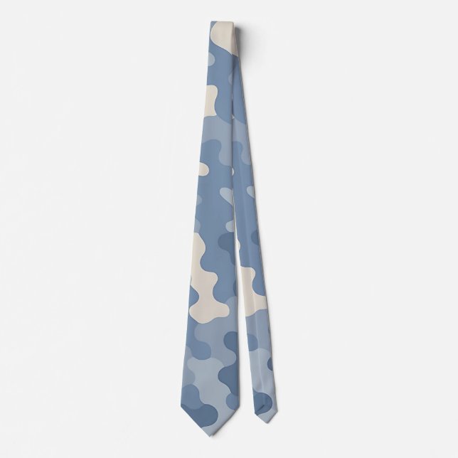 Blue Camo Military pattern  Tie (Front)