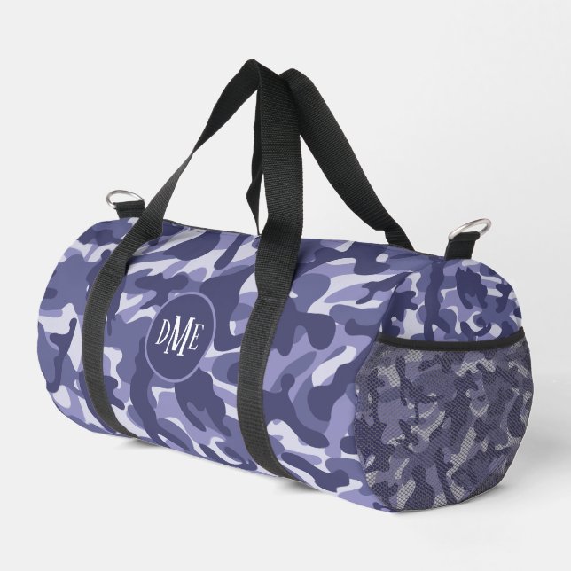 Blue Camo Monogram Duffle Bag (Right Corner)