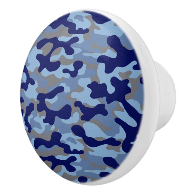 Blue Camo Pattern  Ceramic Knob (Right)
