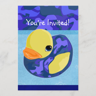 Blue Camo Rubber Ducky Invitation