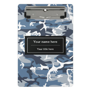 Blue Camo, Winter Camo, Snow Camouflage, Military Mini Clipboard