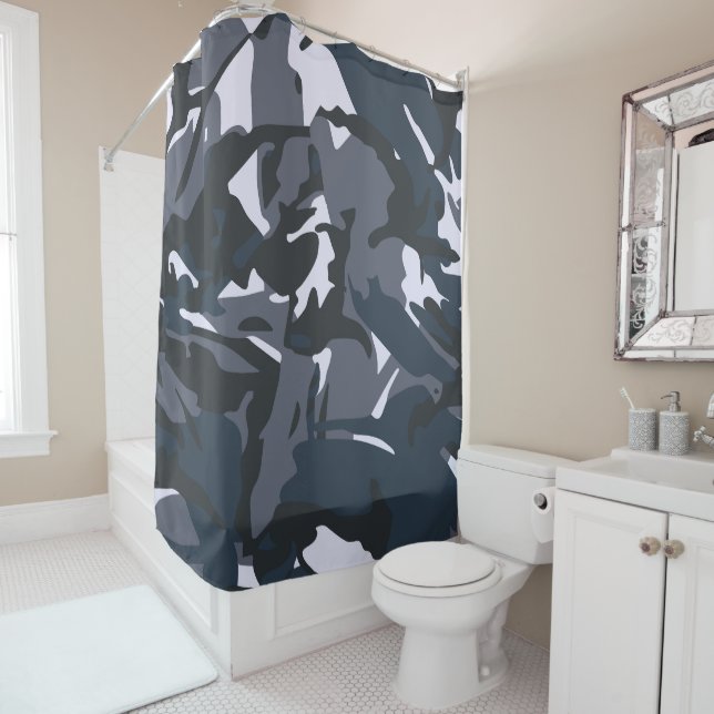 Blue Camou  Shower Curtain (In Situ)