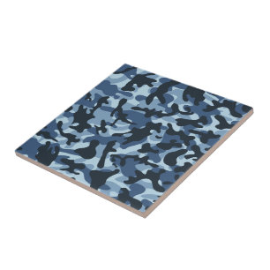 Blue Camouflage Ceramic Tile