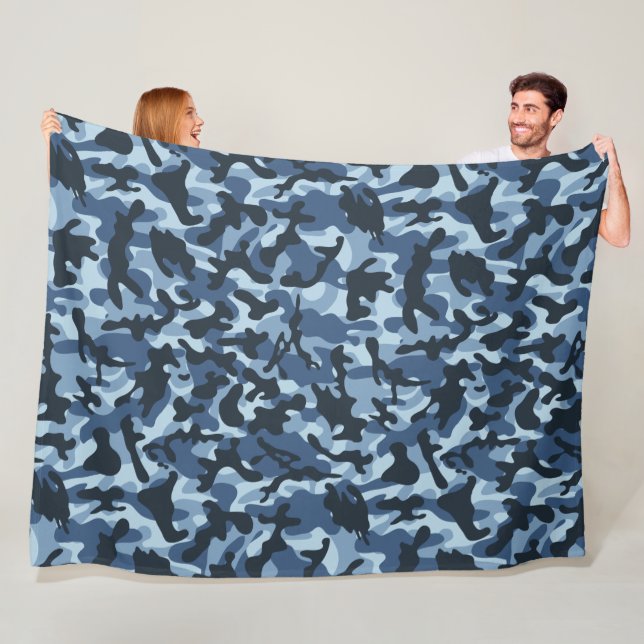 Blue Camouflage Fleece Blanket (In Situ)