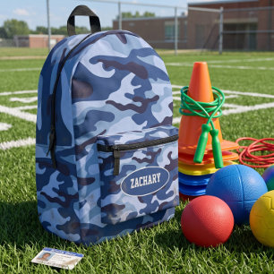 Blue Camouflage for Boys Printed Backpack