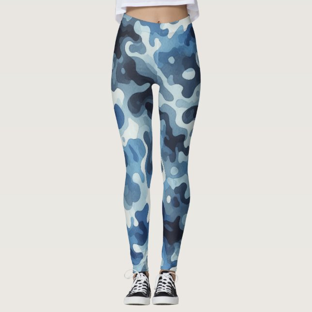 Blue Camouflage Leggings (Front)