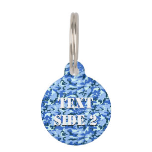 Blue Camouflage Military Background Pet Tag