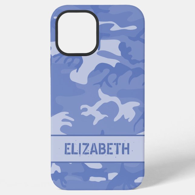 Blue Camouflage Monogram iPhone Case (Back)