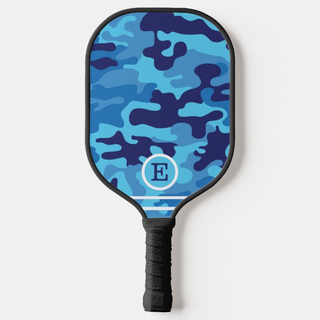 Blue Camouflage Monogram Pickleball Paddle (Back)