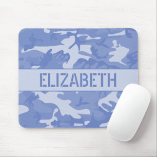 Blue Camouflage Monogrammed Mouse Pad