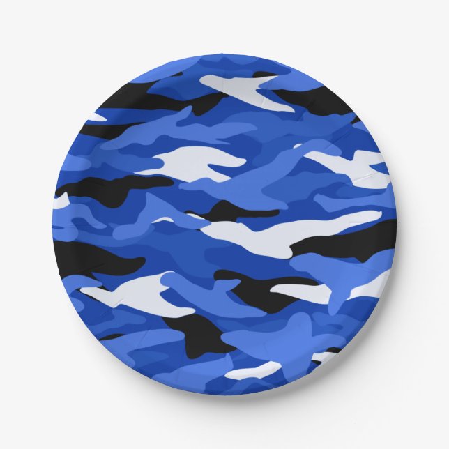 Blue camouflage paper plate (Front)