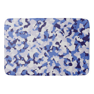 Blue camouflage pattern bath mat