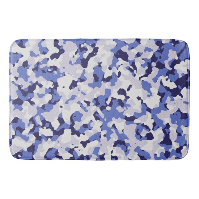 Blue camouflage pattern bath mat (Front)