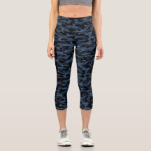 Blue Camouflage Pattern Capri Leggings