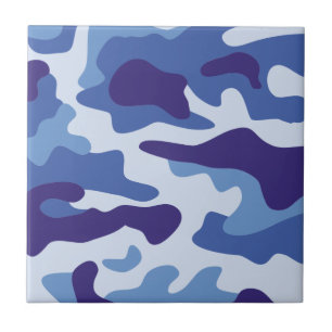 Blue camouflage pattern ceramic tile