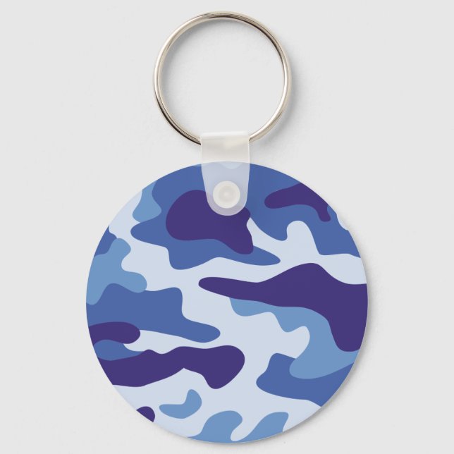 Blue camouflage pattern key ring (Front)