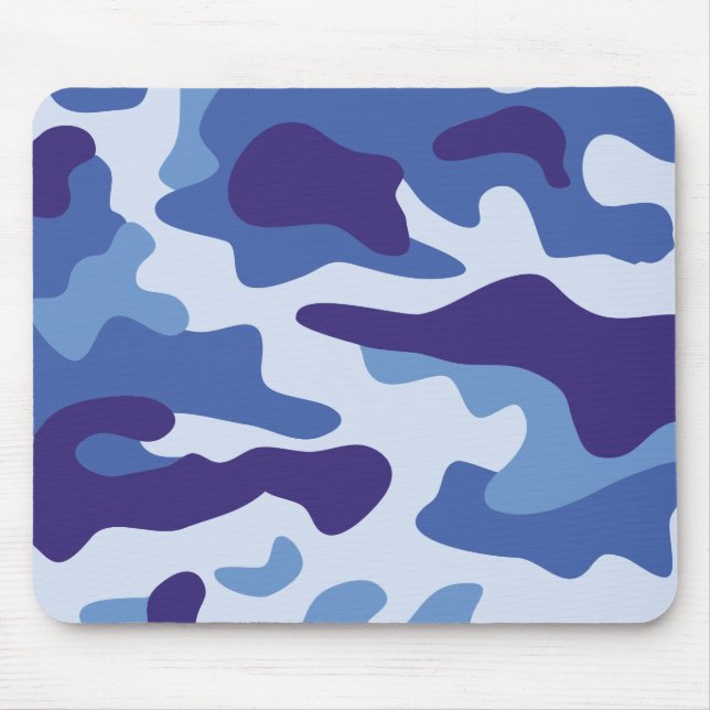 Blue camouflage pattern mouse pad (Front)