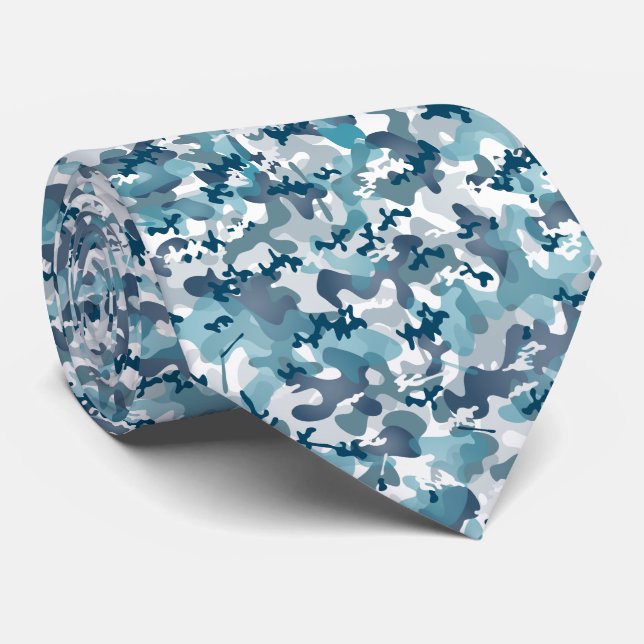 Blue camouflage pattern tie (Rolled)