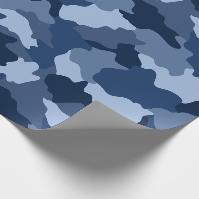 Blue Camouflage Pattern Wrapping Paper (Corner)