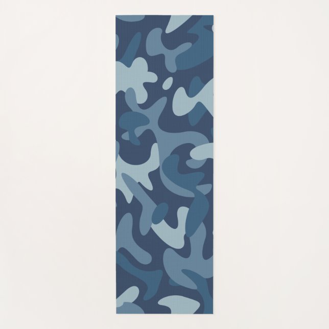 Blue Camouflage Pattern Yoga Mat (Front)