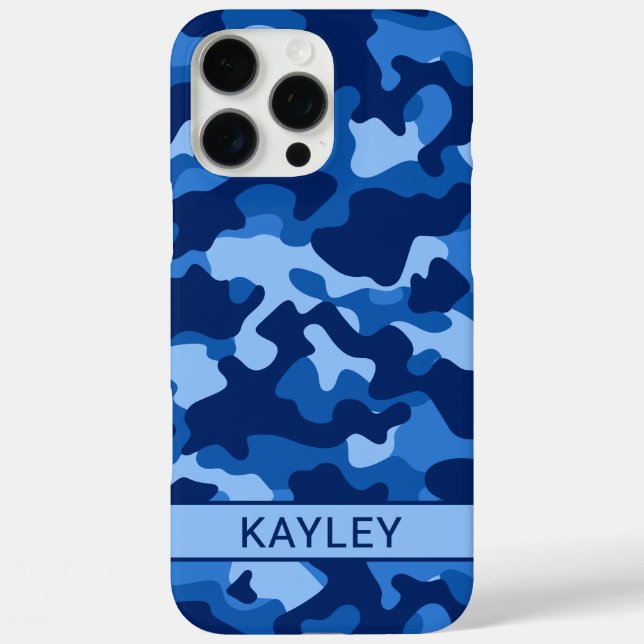 Blue Camouflage Personalised Case-Mate iPhone Case (Back)