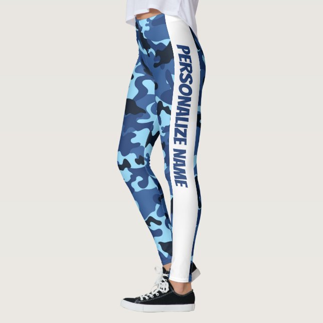 Blue Camouflage PERSONALIZE  Leggings (Left)