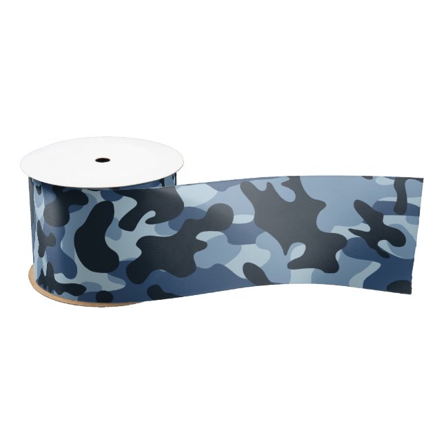 Blue Camouflage   Satin Ribbon (Spool)