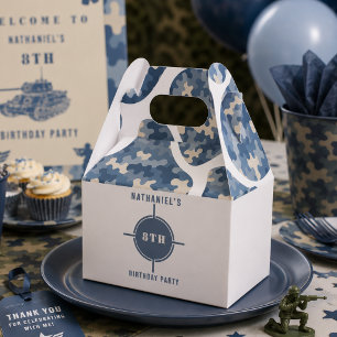 Blue Camouflage Soldier Army birthday Favour Box