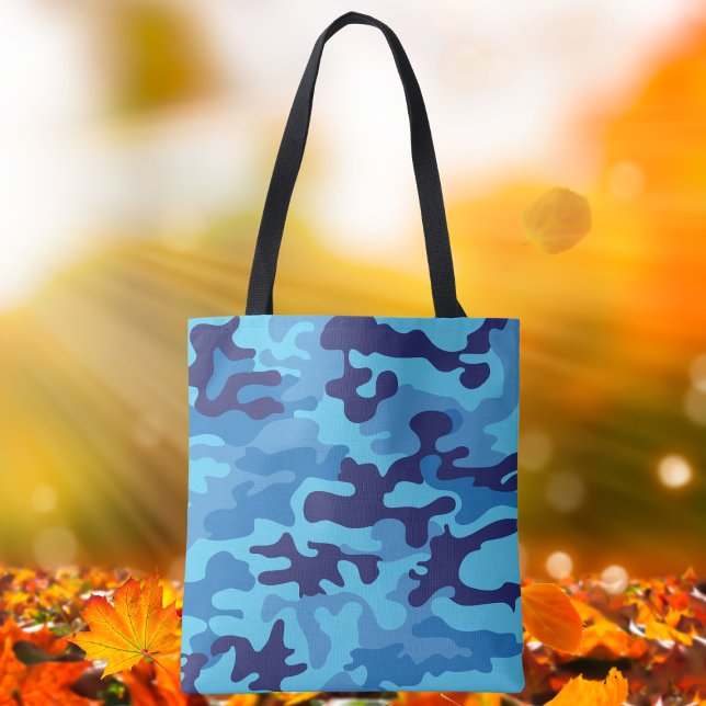 Blue Camouflage Stylish Preppy Camo Carryall Tote Bag (Creator Uploaded)