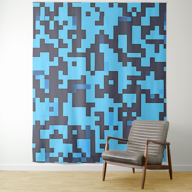 Blue Camouflage Tapestry (In Situ)