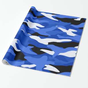 Blue camouflage wrapping paper