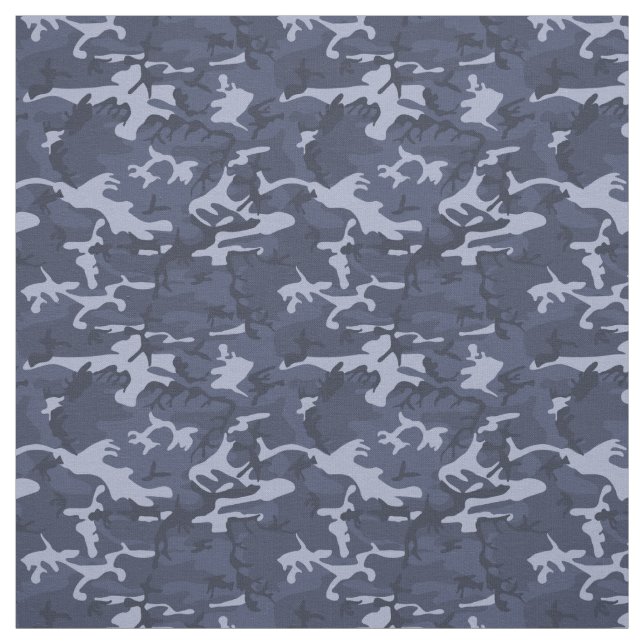 Blue Camouflaged Camo Military Urban Pattern Fabric (Swatch)