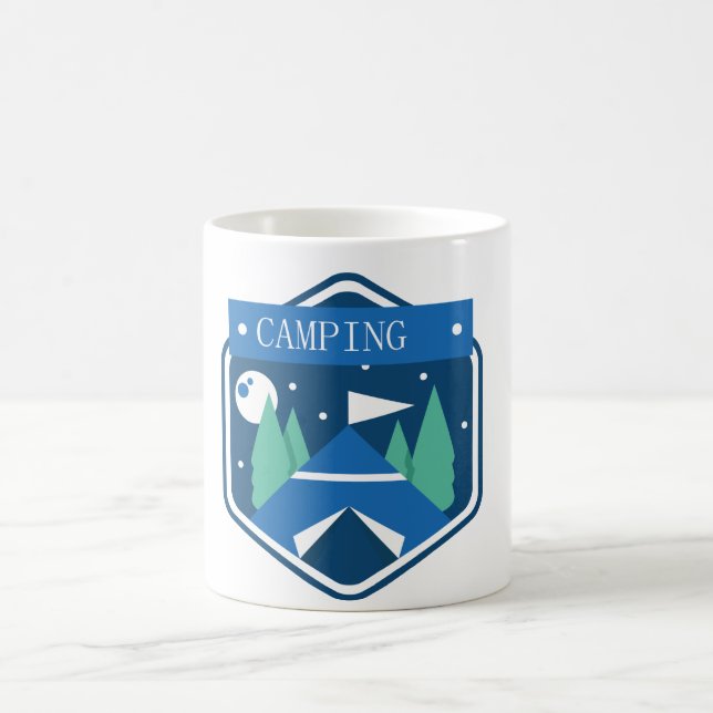 Blue Camping Badge Coffee Mug (Center)